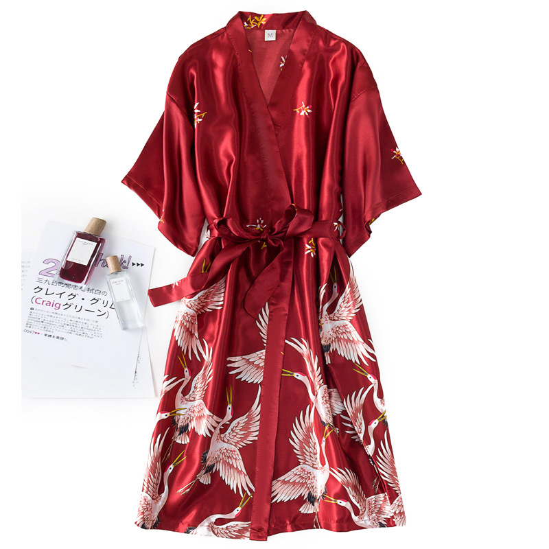 Burgund Frauen 2PCS Faux Silk  – Robe Silk Women Bewertung und Preis